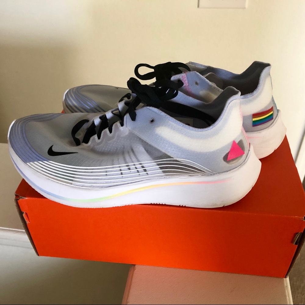 Nike Women’s White Silver Rainbow Accent Running Shoes